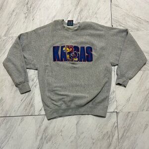 Vintage Kansas Jayhawks reverse, weave Sweatshirt Gray Men’s Small KU College